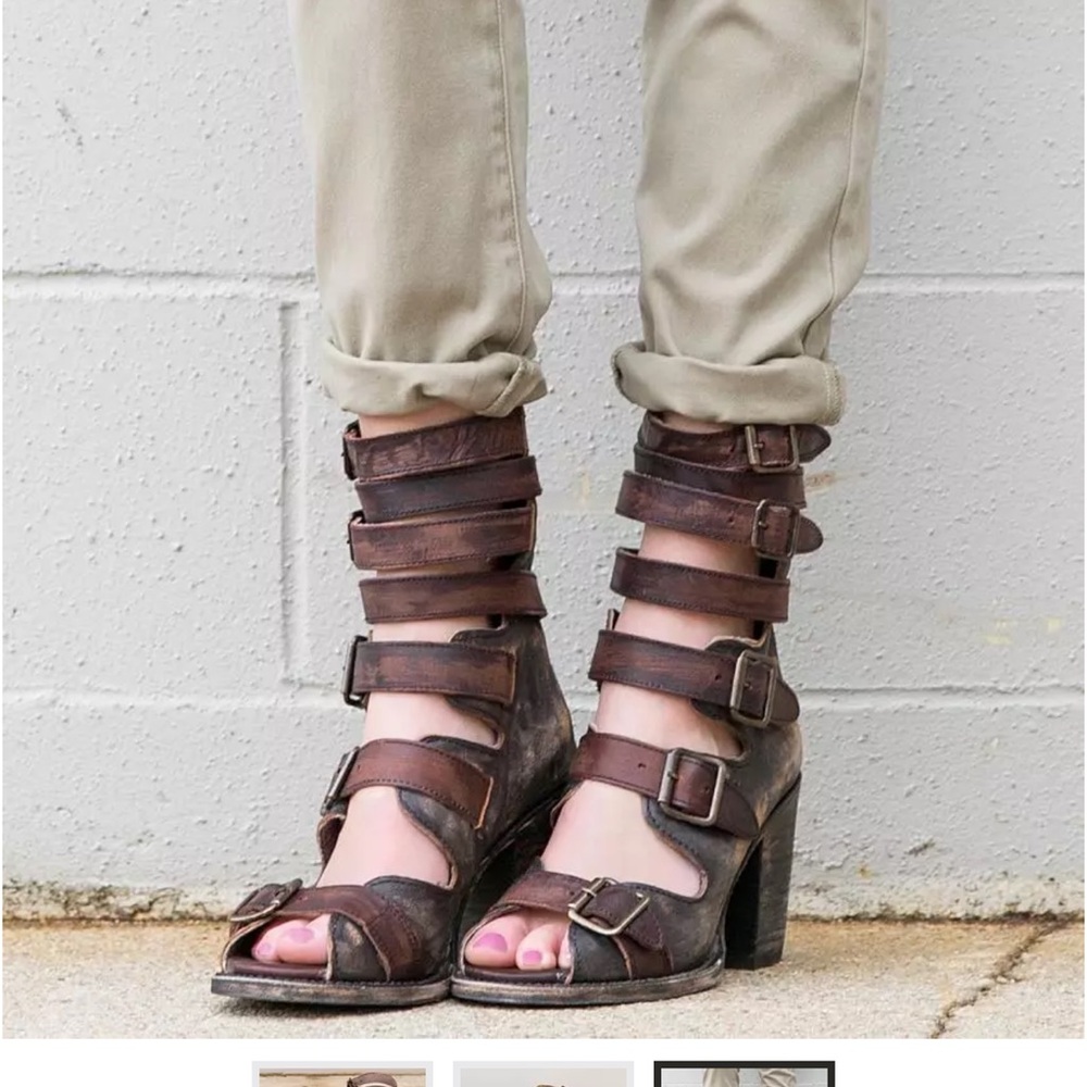 Freebird Dark Brown Multi-Strap Heels